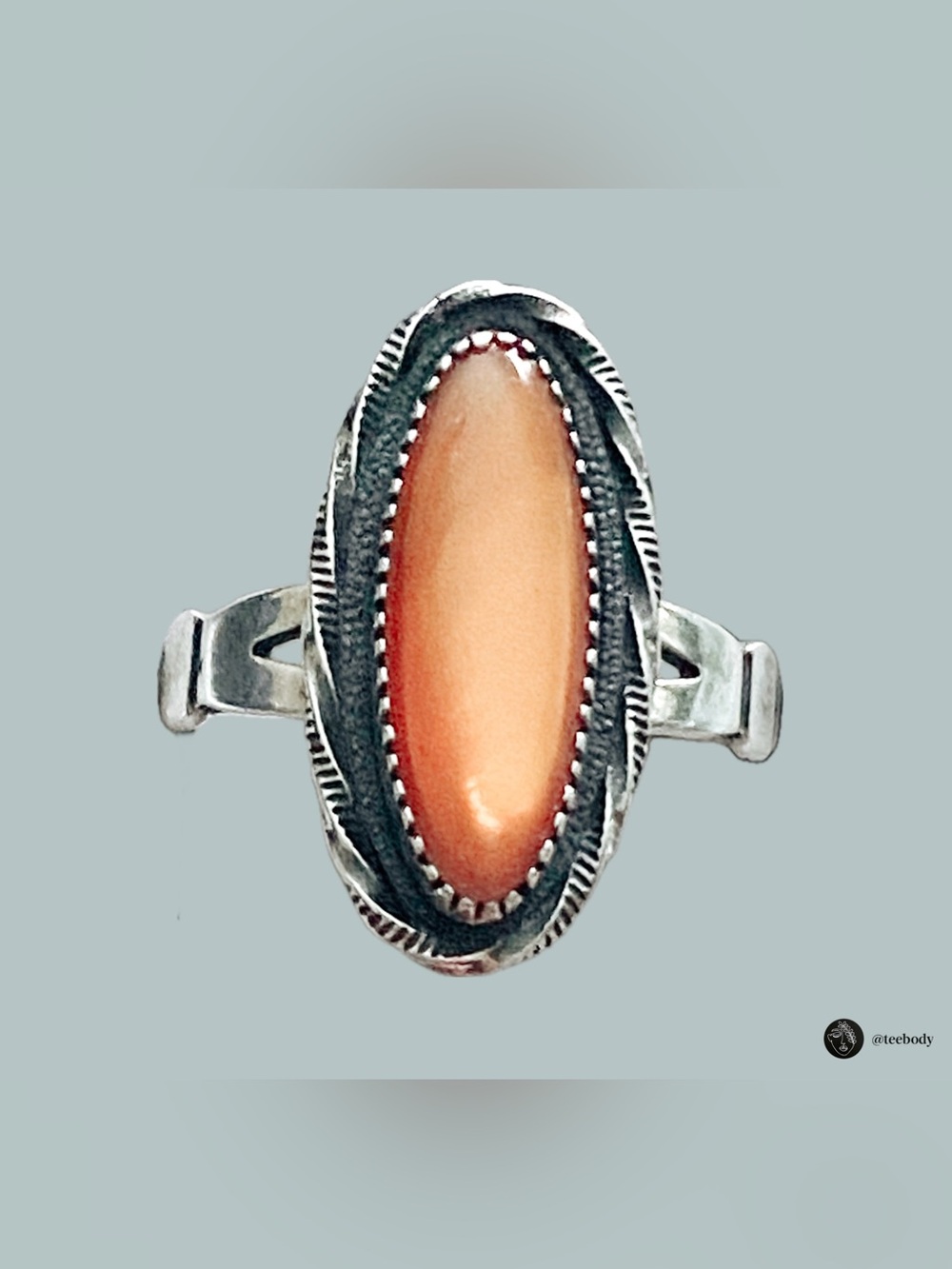 Hallmark Deadstock 1970s WMCO Sterling Silver Southwestern Oval Ring Size 9 New